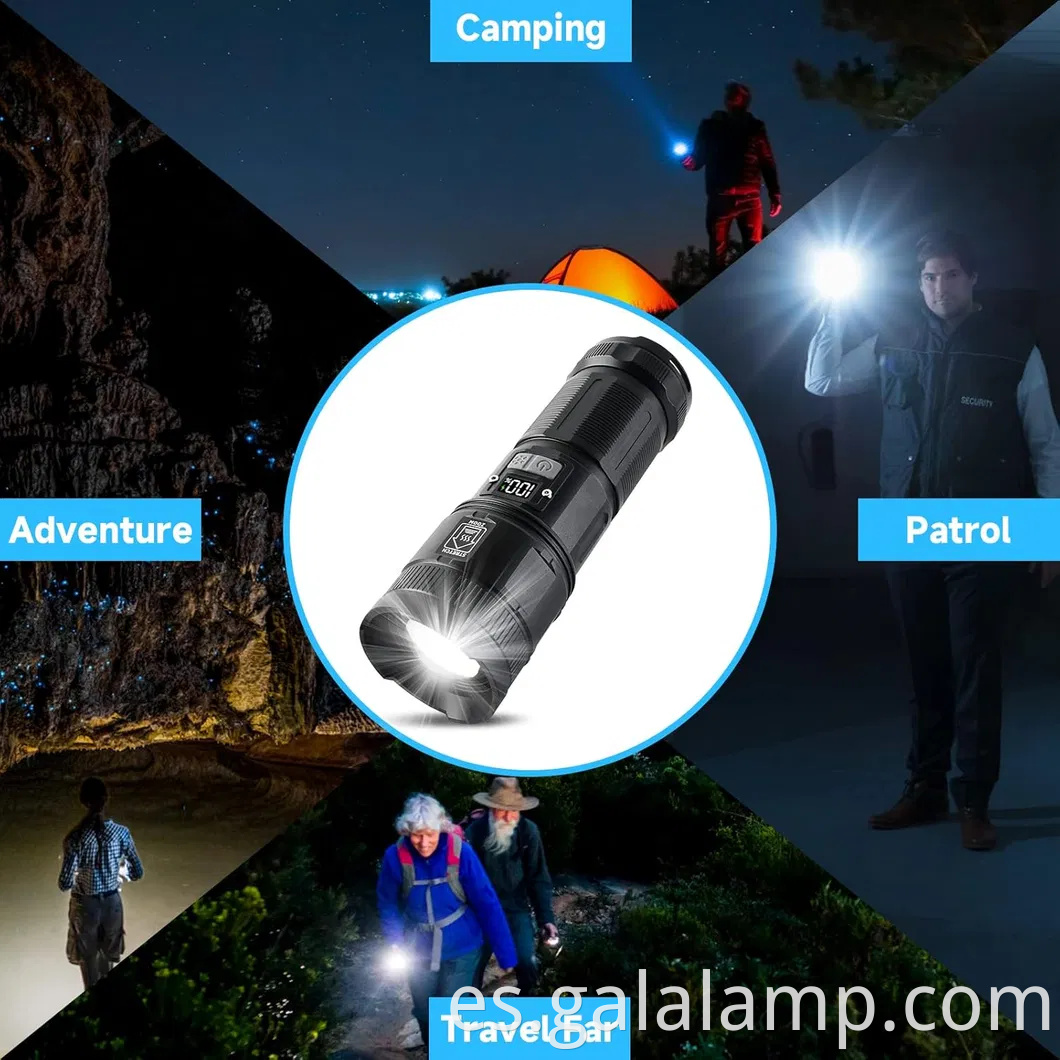 Potente linterna LED con rayo láser blanco para uso al aire libre